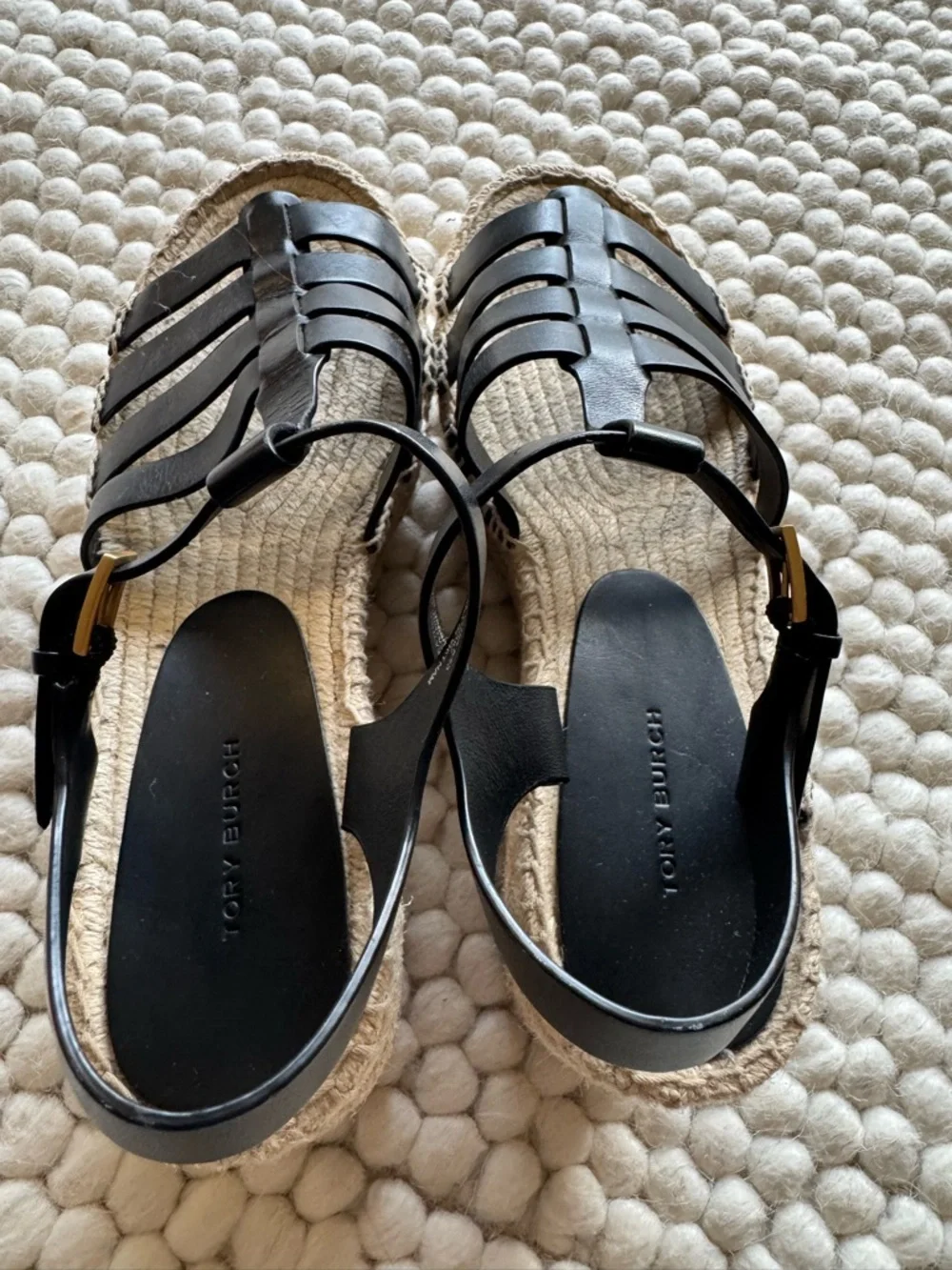 Tory Burch Black Espadrille Platform Sandals - 9